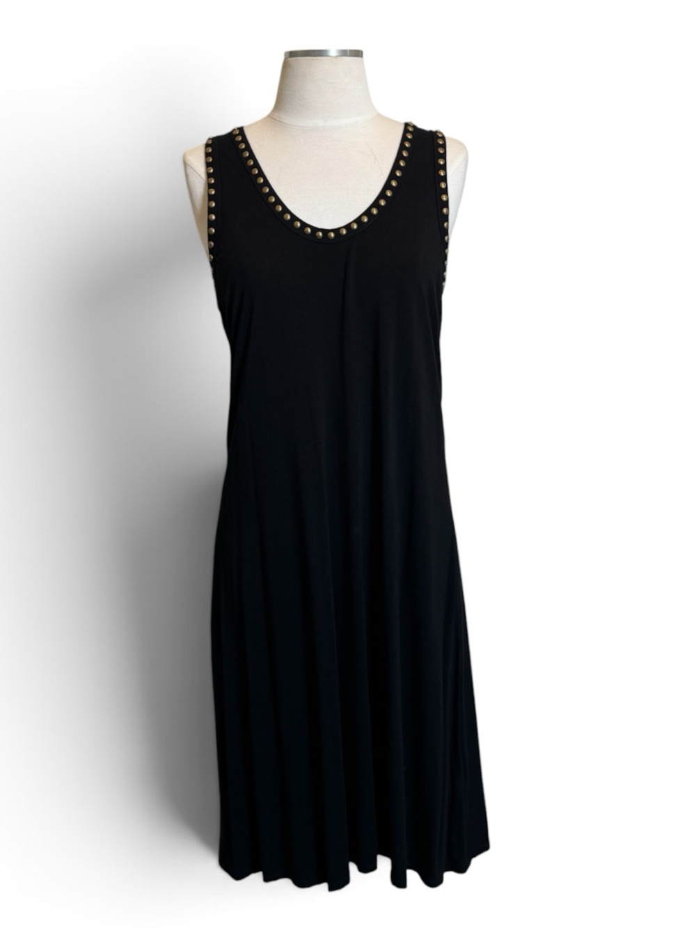 Premise Size L Black Sleeveless Studded Scoop Neck Tank Dress